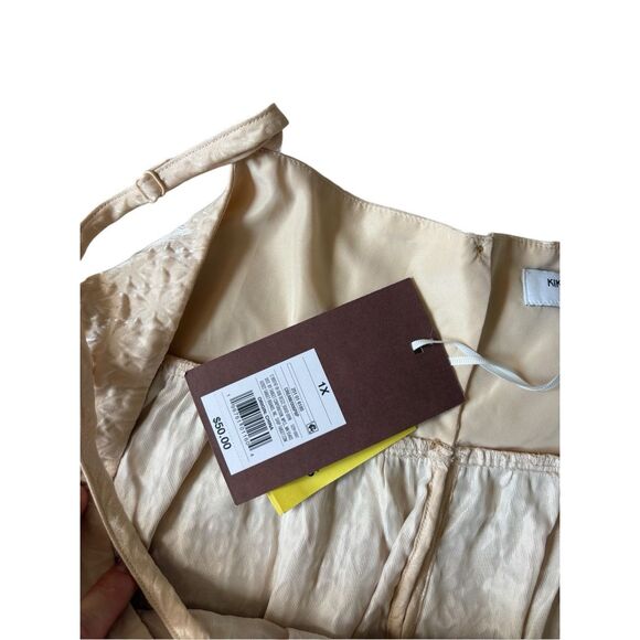 Kika Vargas Textured Empire Waist Midi Dress size 1X Cream Sleeveless - Picture 7 of 11